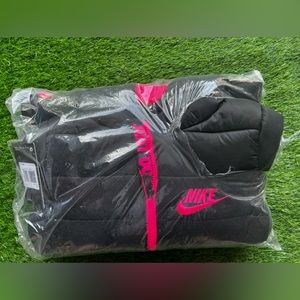 Nike Black & Pink Parka Puffer - Girls - Size Small